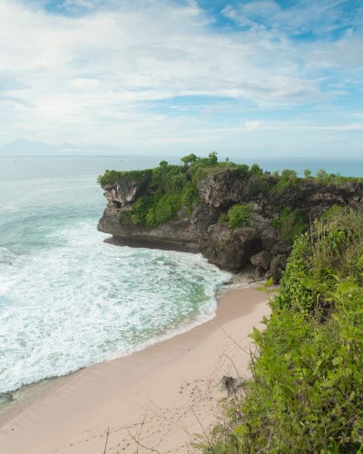 View from above of ocean coast at Bali island, Indonesia